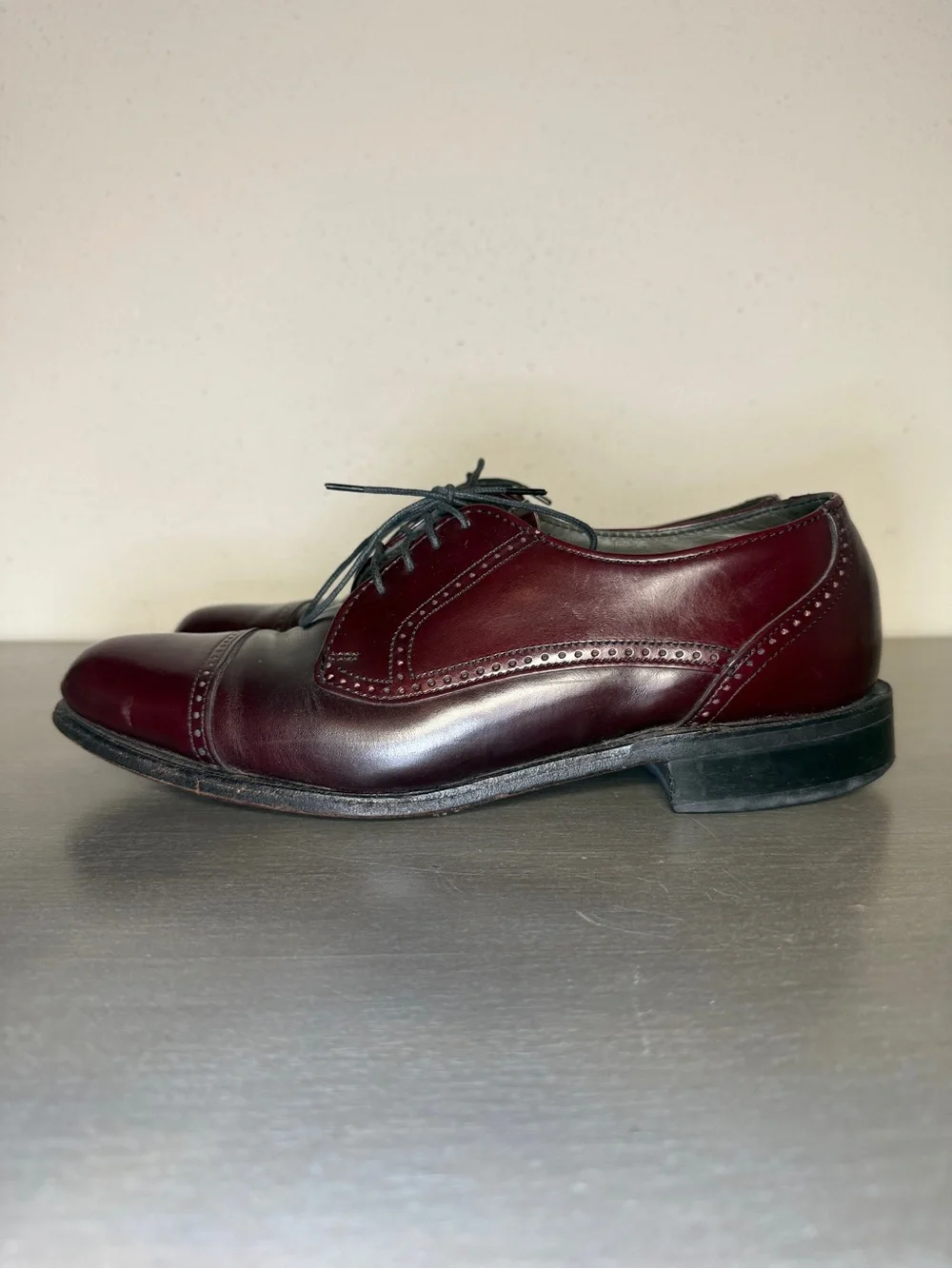 Vintage Dexter Burgundy Leather Cap Toe Oxfords Dress Shoes 